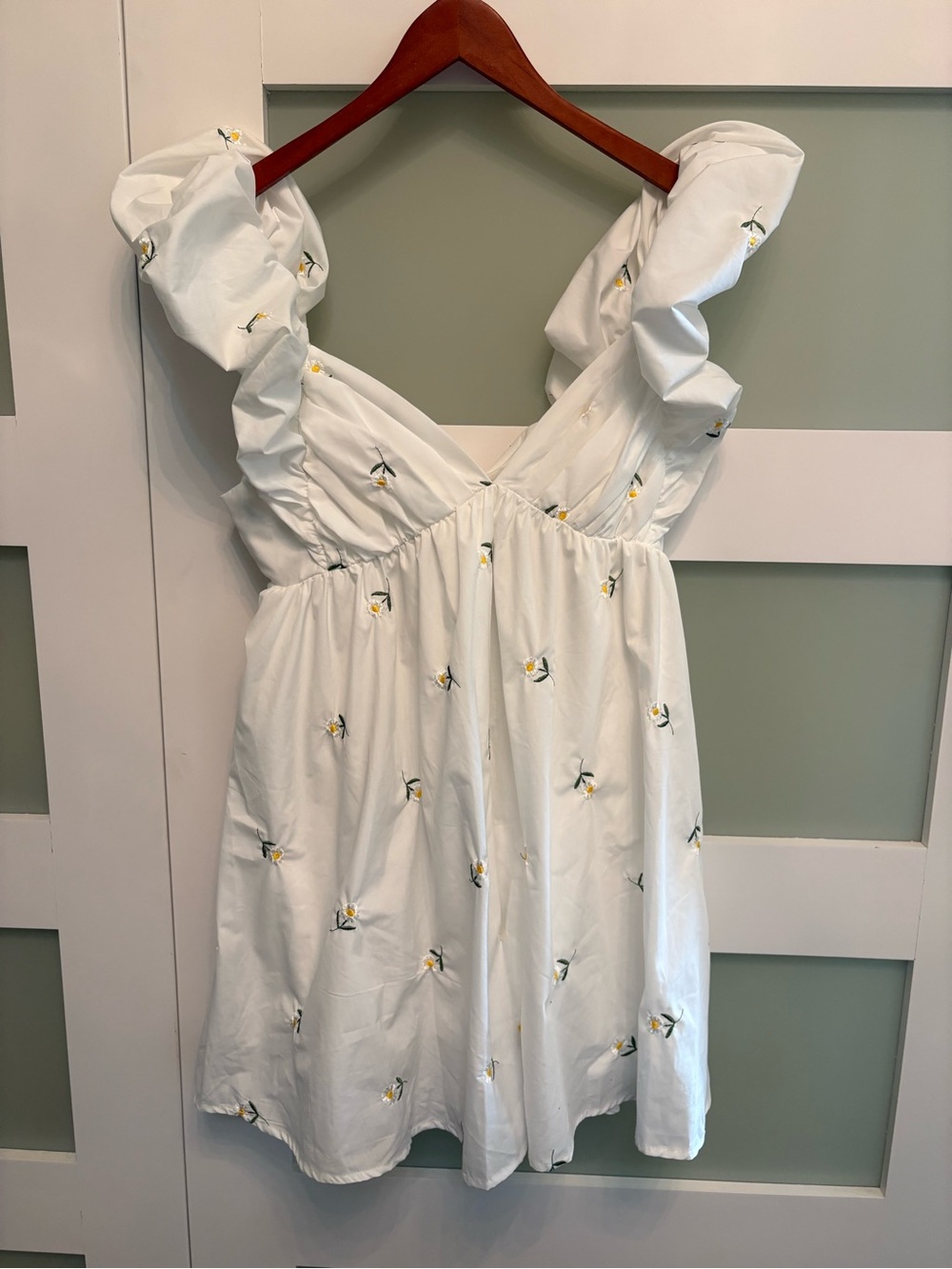 Meet Me In Santorini White Floral Mini Dress Size Medium